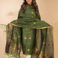 Dark Green Tissue Linen 2-Piece Set Kurti & Dupatta (UNSTITCHED) - 123