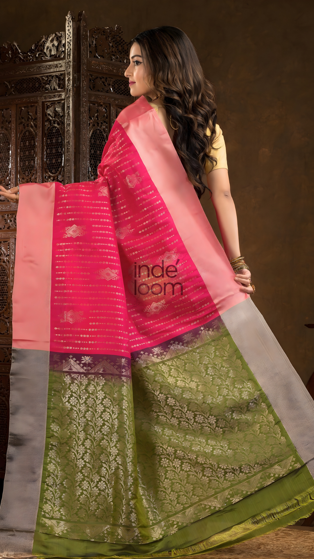 Hot Pink Cotton Silk Saree - 006