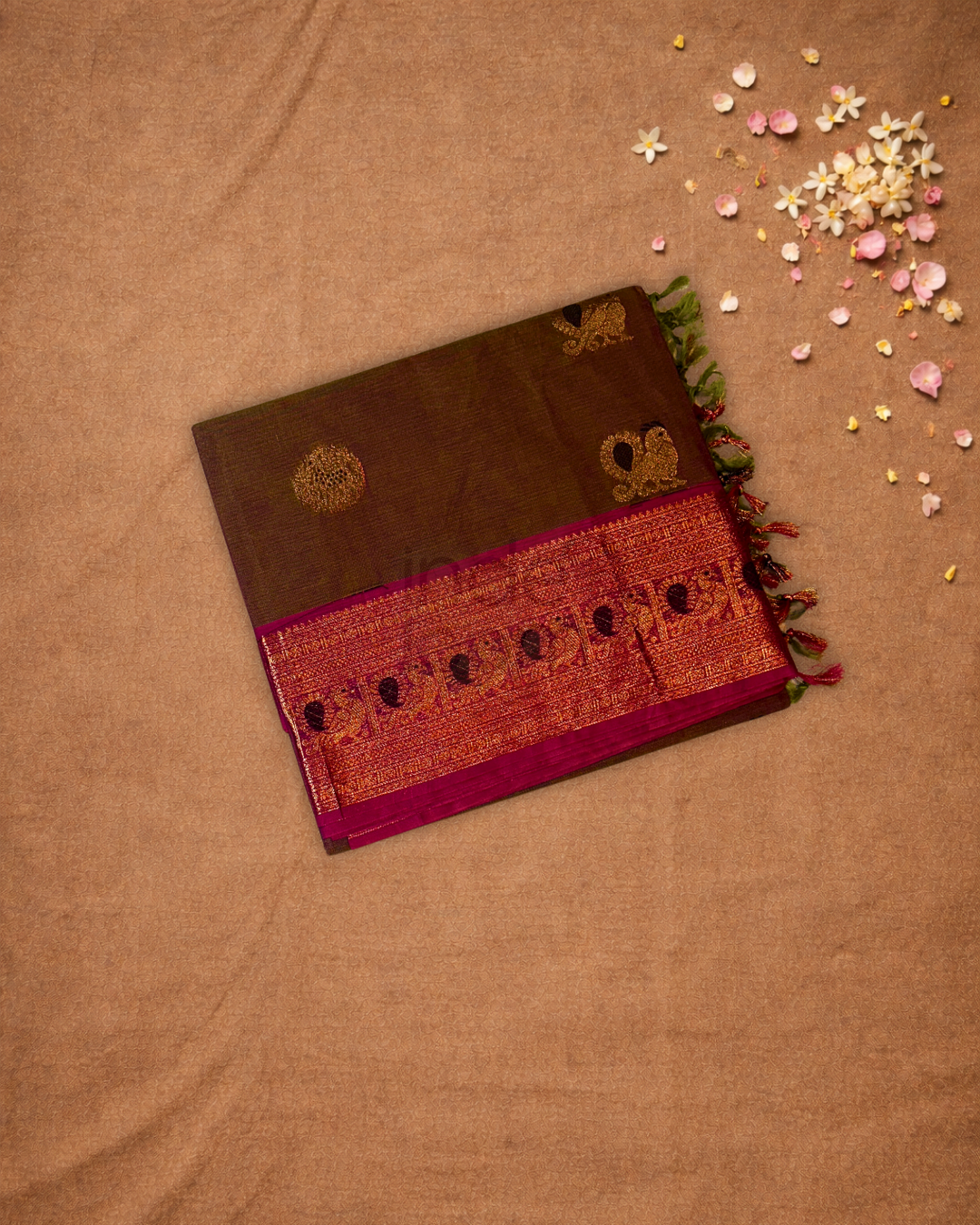 Chettinad Cottton Saree With Olive Green