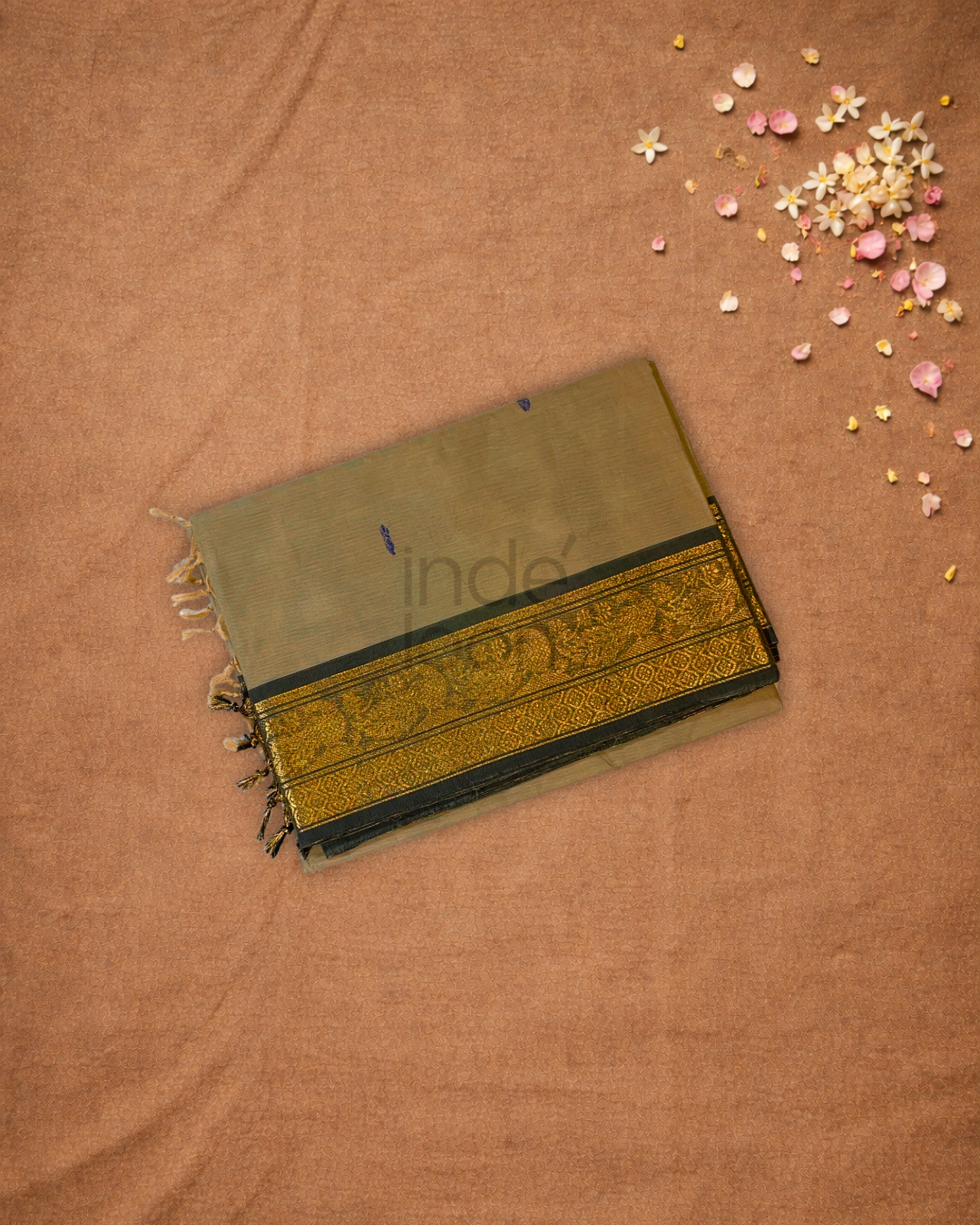 Chettinad Cottton Saree With Sand Brown