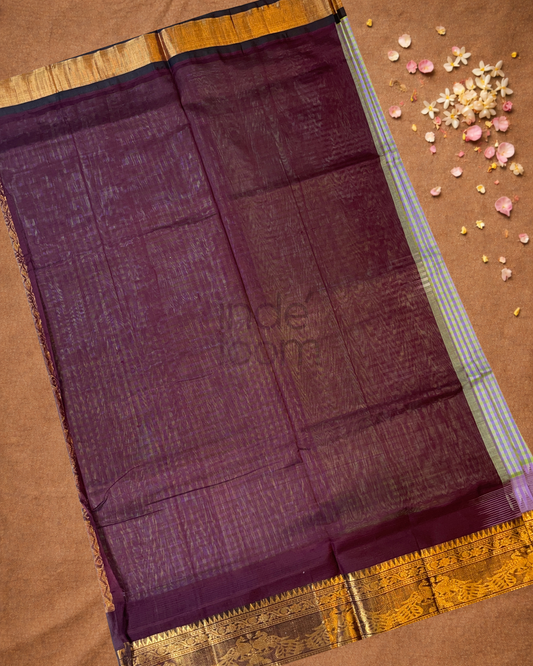 Pure Handloom Korvai Saree | Pale Gray