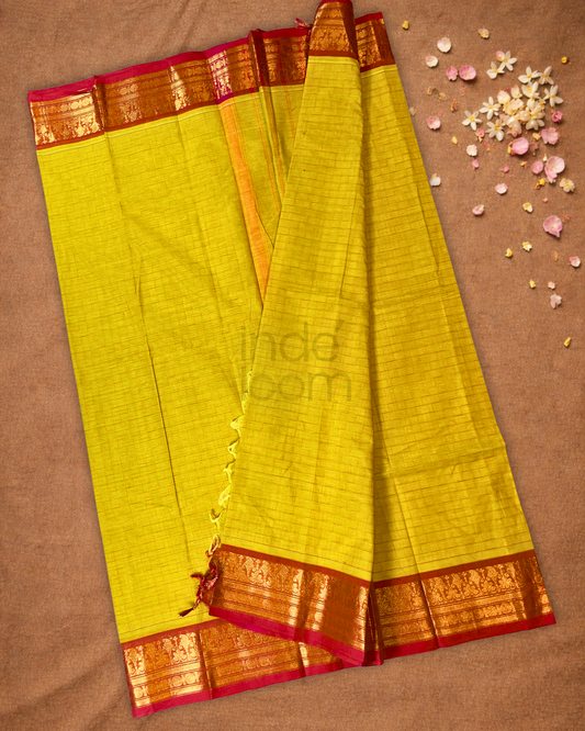Chettinad Cottton Saree With Golden Yellow