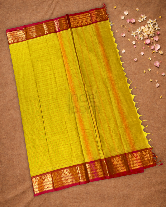Chettinad Cottton Saree With Golden Yellow