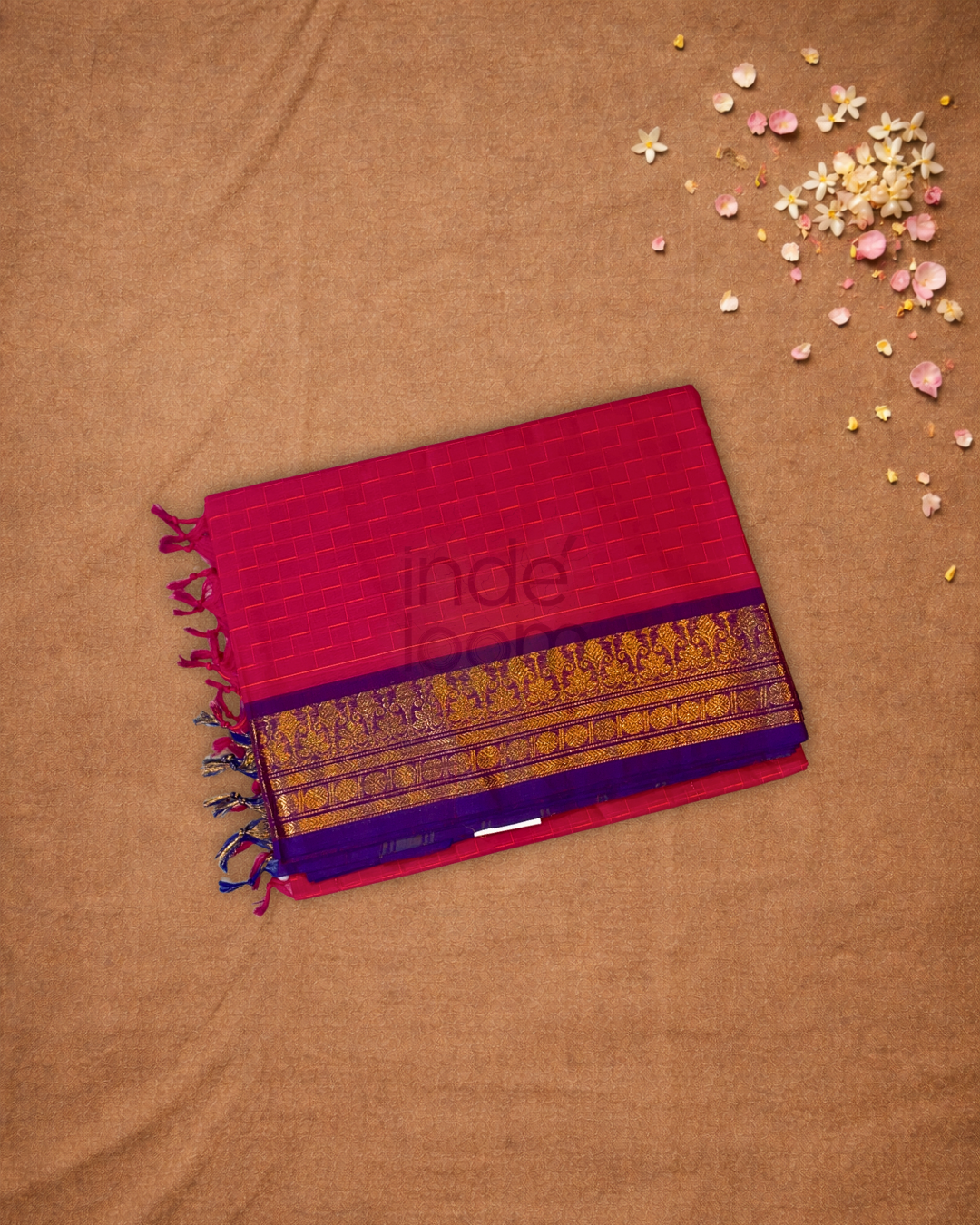 Chettinad Cottton Saree With Rani Pink