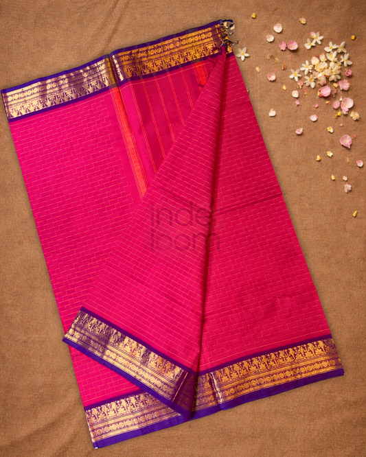 Chettinad cotton Saree  |  Magenta Pink