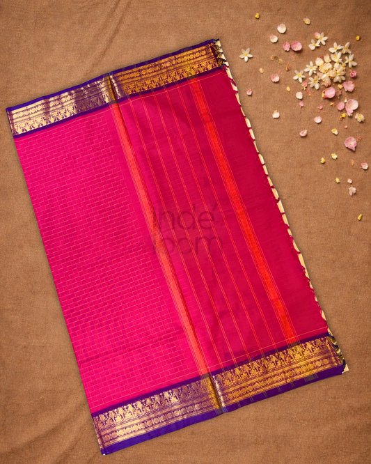 Chettinad cotton Saree  |  Magenta Pink