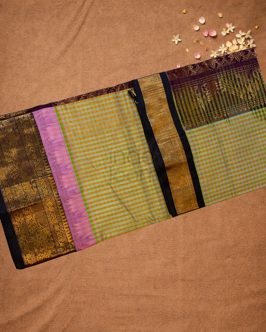 Pure Handloom Korvai Saree | Flax Yellow