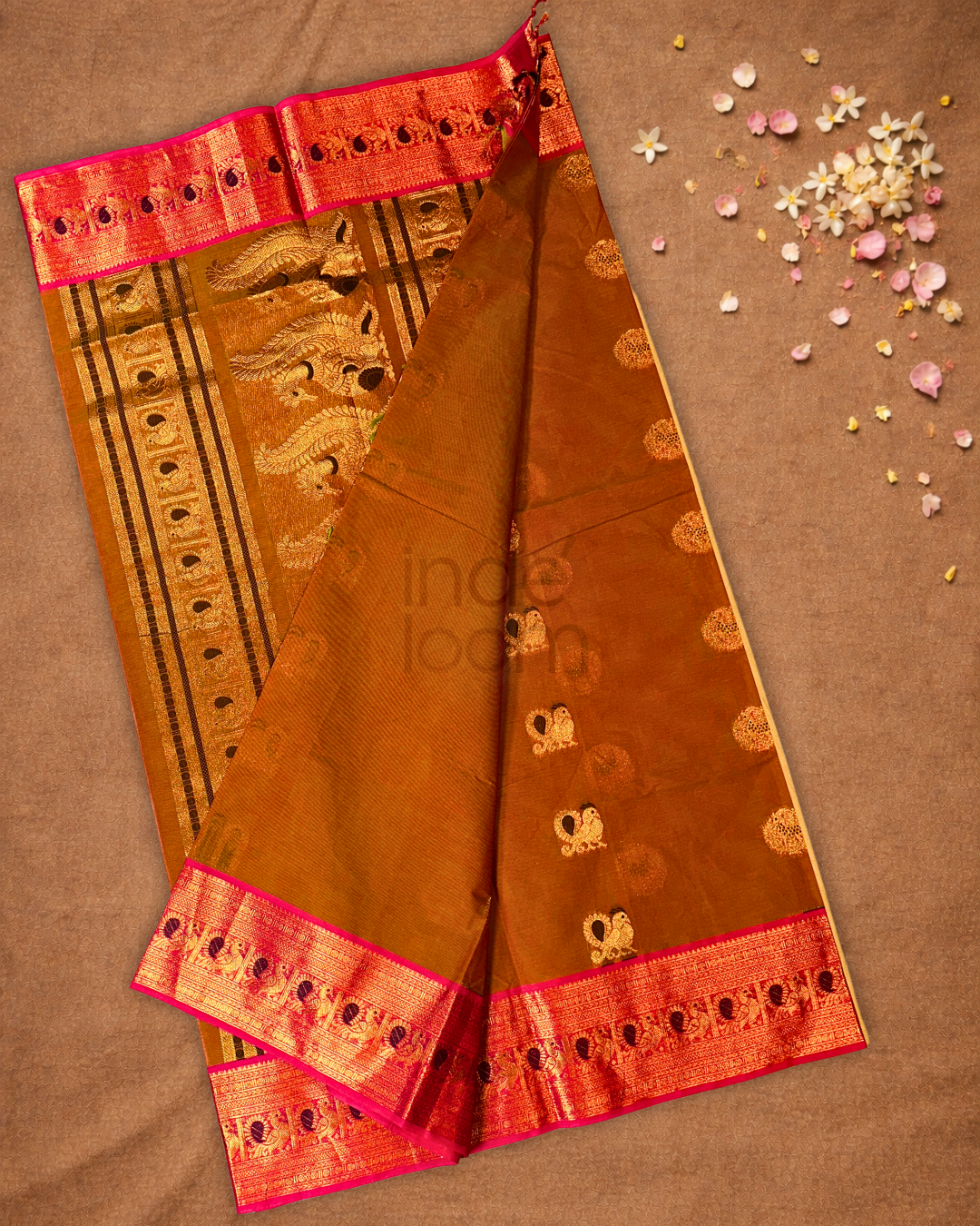 Chettinad Cottton Saree With Mustard Yellow