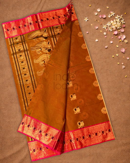 Chettinad cotton Saree  |  Copper Brown