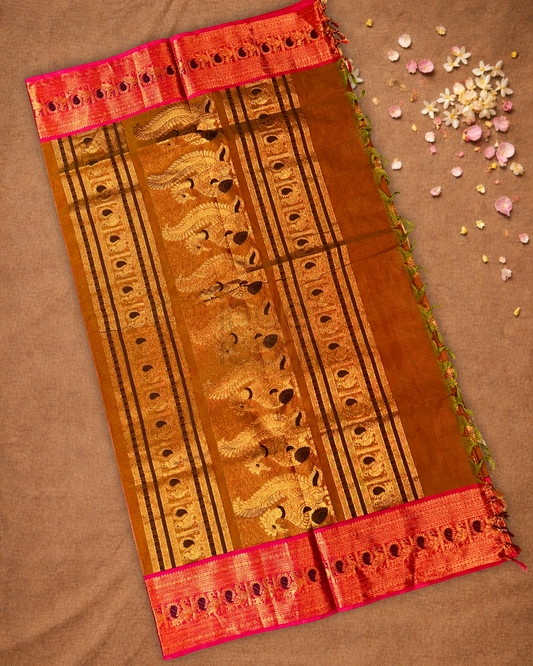 Chettinad cotton Saree  |  Copper Brown