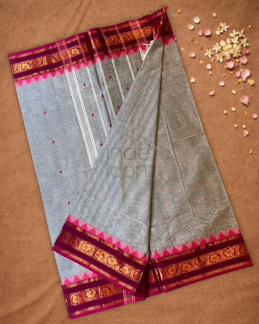 Chettinad Cotton Saree  |  Stone Grey