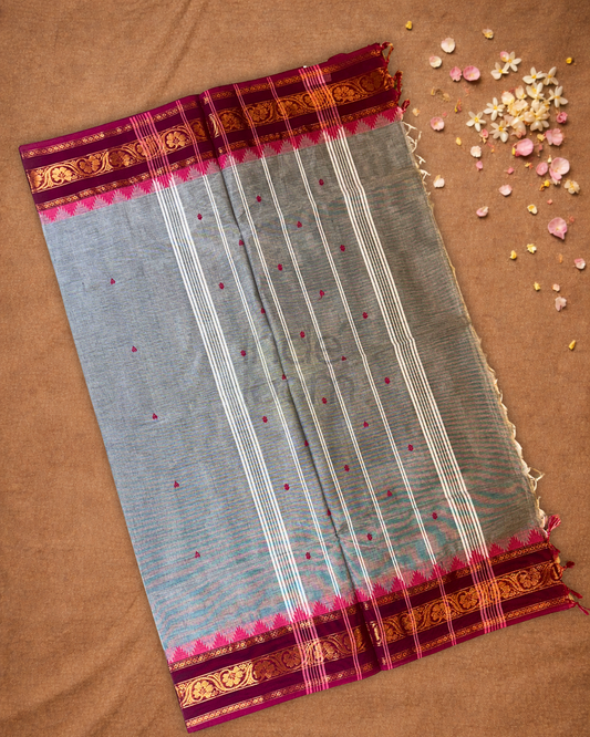 Chettinad Cotton Saree  |  Stone Grey