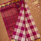 Pure Handloom Korvai Saree | Madras Checks Deep Pink