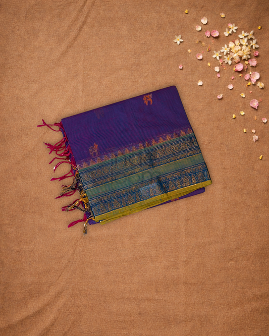 Chettinad Cottton Saree With Midnight Purple