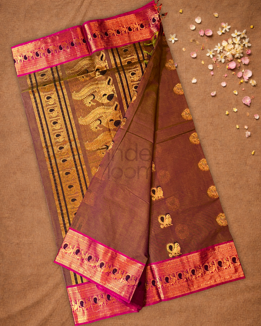 Chettinad cotton Saree  |  Moss Green