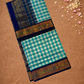 Pure Handloom Korvai Saree | Small Checks Light Blue