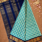 Pure Handloom Korvai Saree | Small Checks Light Blue