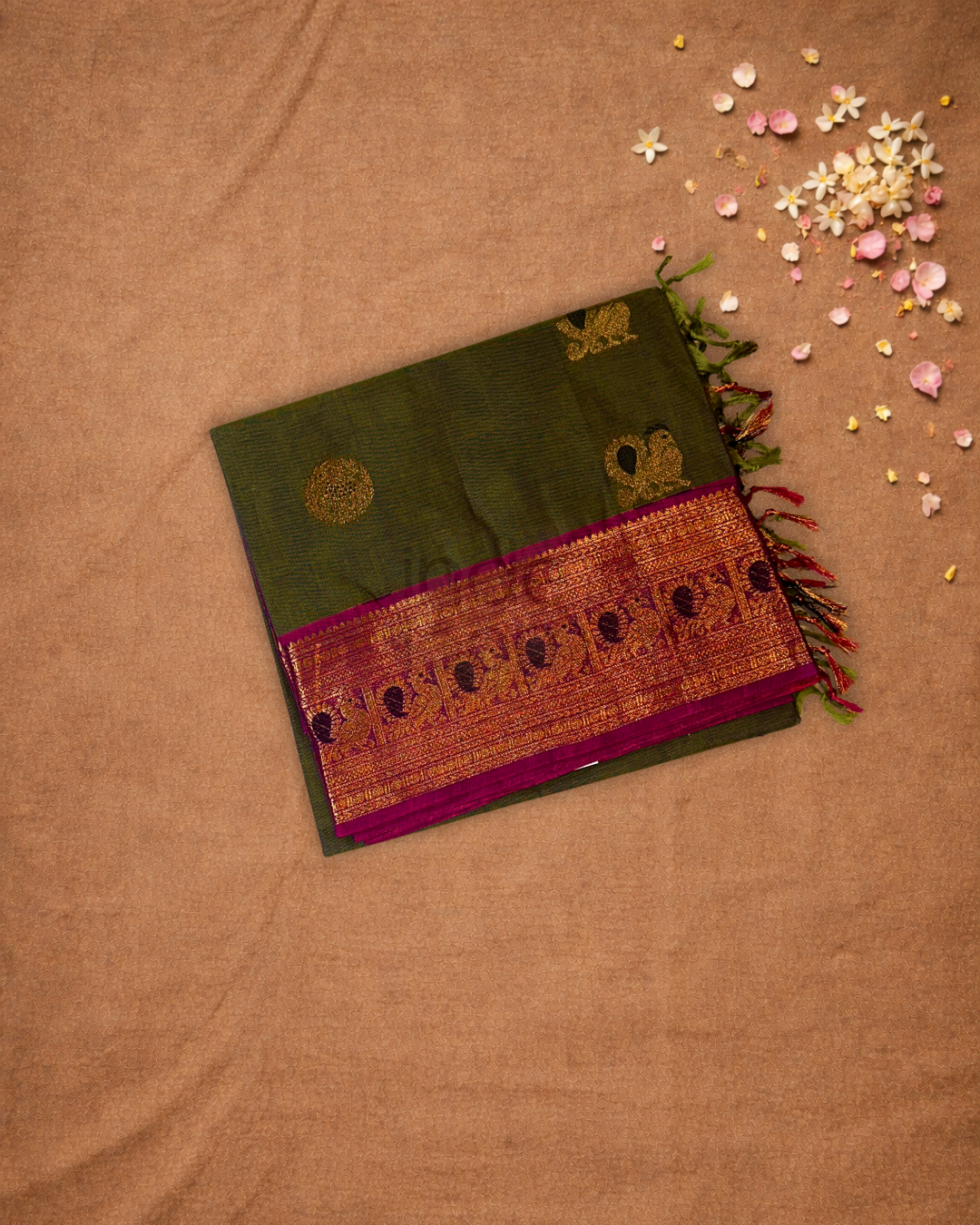Chettinad Cottton Saree With Jungle Green