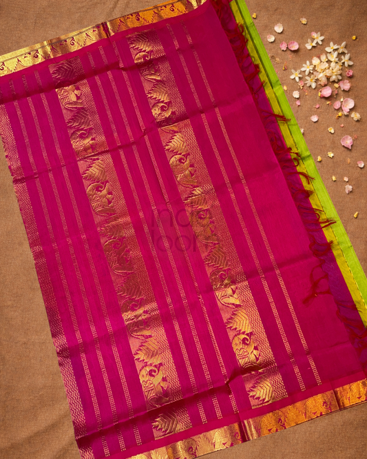 Pure Handloom Korvai Saree | hot Pink
