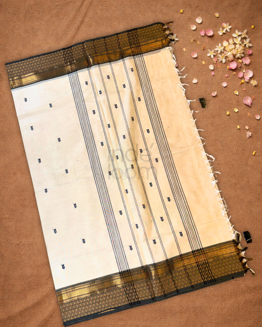 Chettinad cotton Saree  |  Warm Ivory