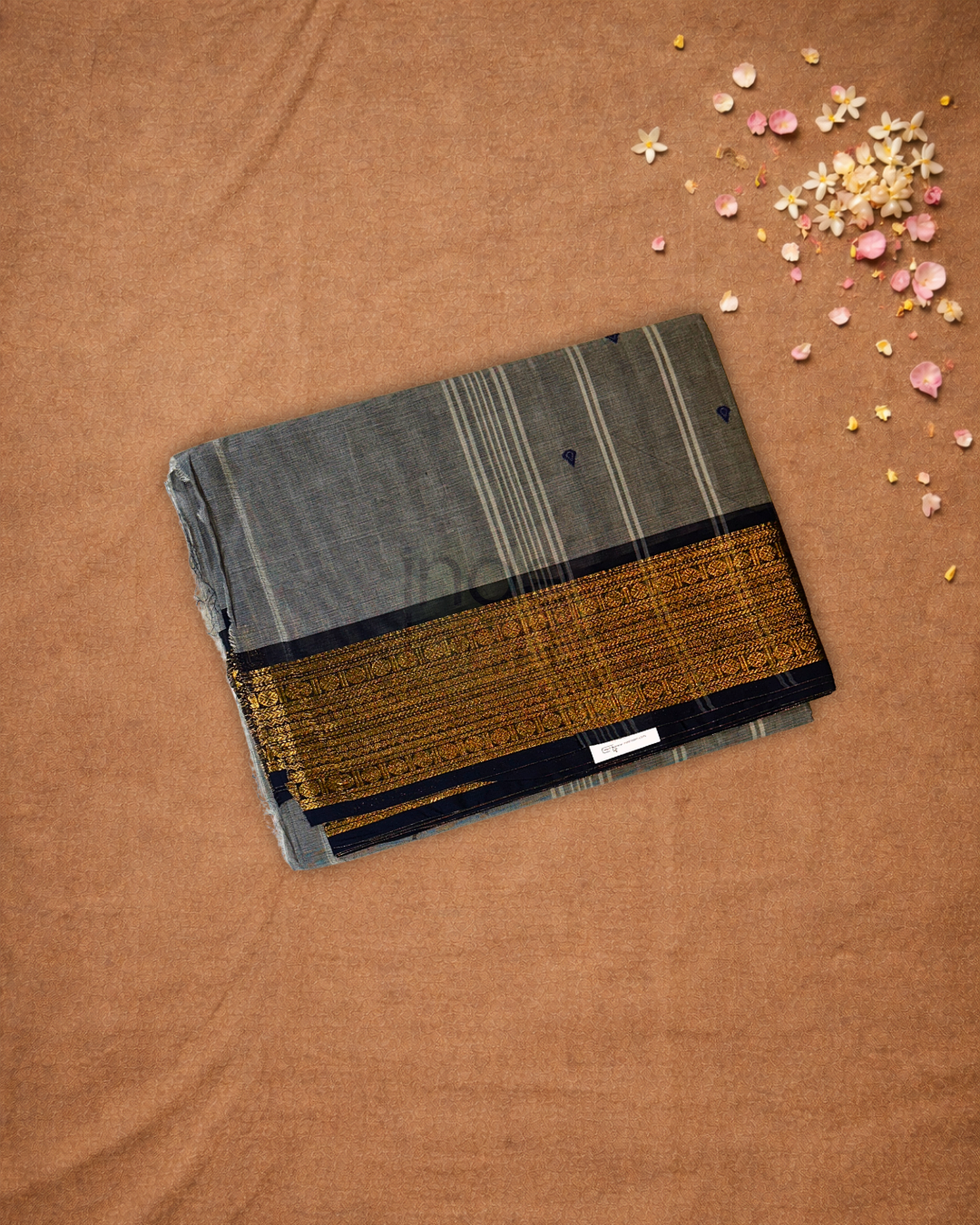 Chettinad  Cottton Saree With Lava Gray