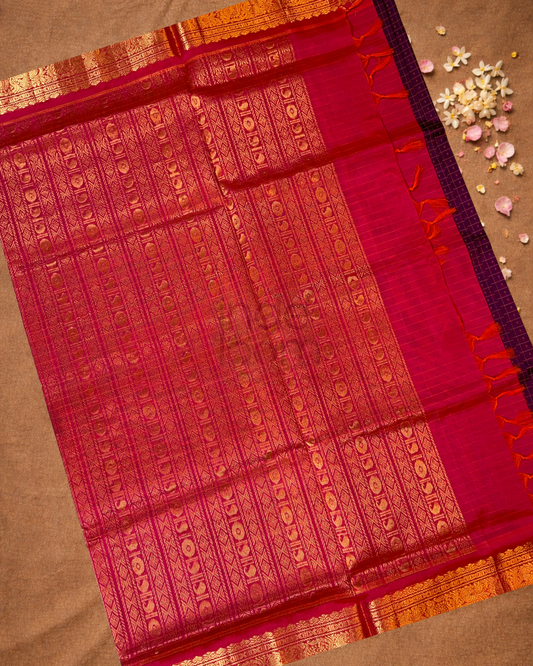 Pure Handloom Korvai Saree | Mulberry Purple