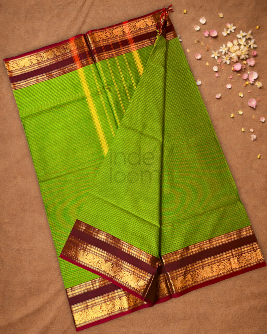 Chettinad  cotton Saree  |  lawn green