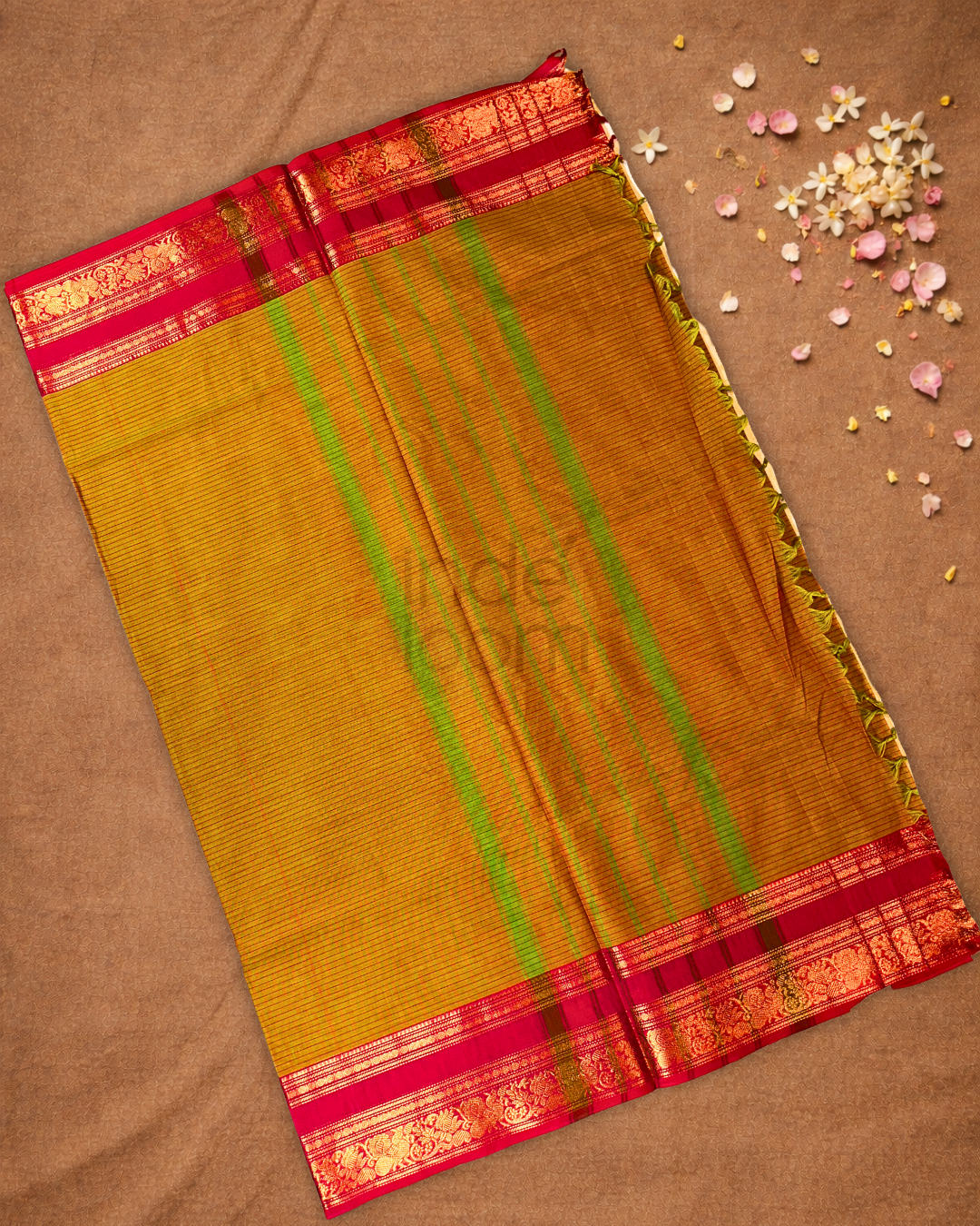 Chettinad  Cottton Saree With Golden Yellow
