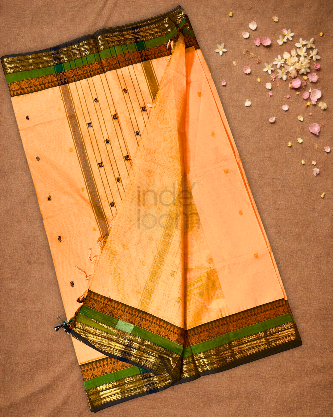 Chettinad  Cottton Saree With Bright Orange