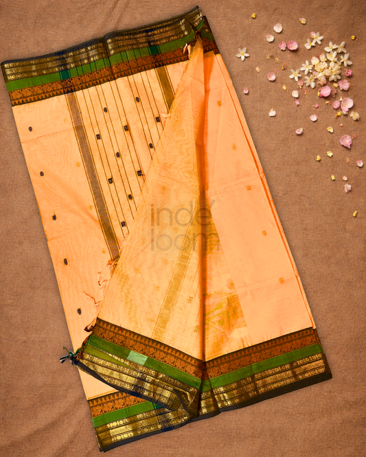 Chettinad cotton Saree  |  bright orange