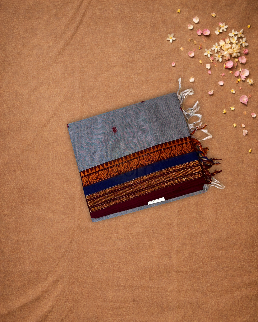 Chettinad  Cottton Saree With Ash Gray