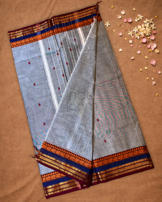 Chettinad cotton Saree  |  ash grey