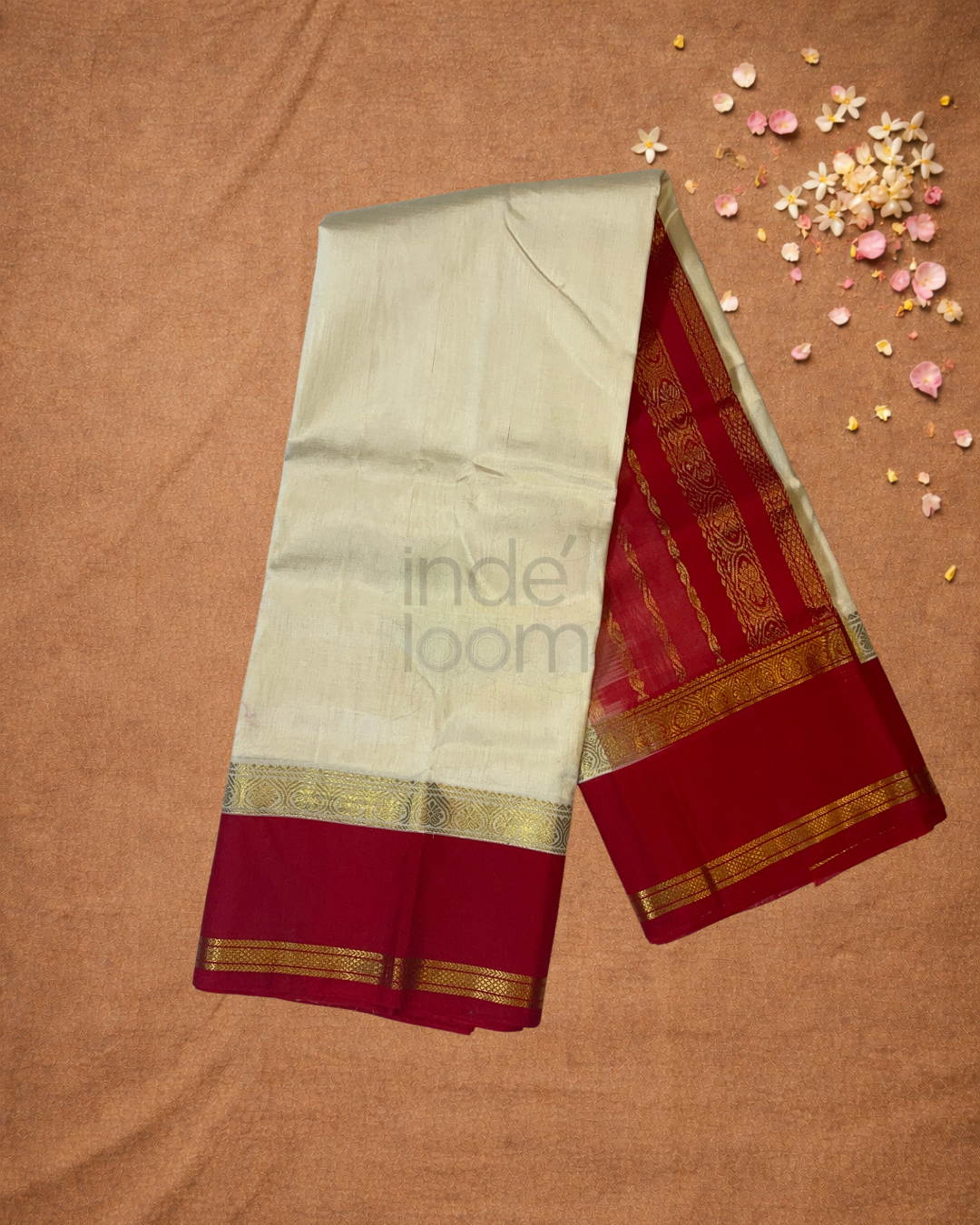 Pure Handloom Korvai Saree |Ivory White