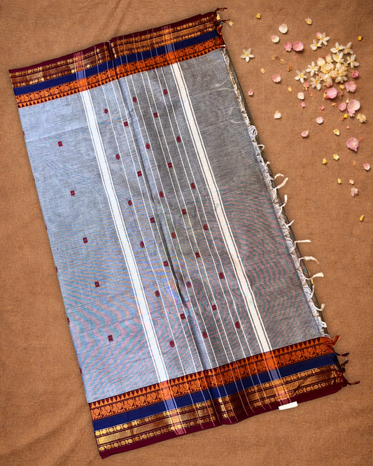 Chettinad cotton Saree  |  ash grey