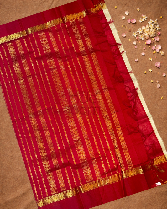 Pure Handloom Korvai Saree |Ivory White