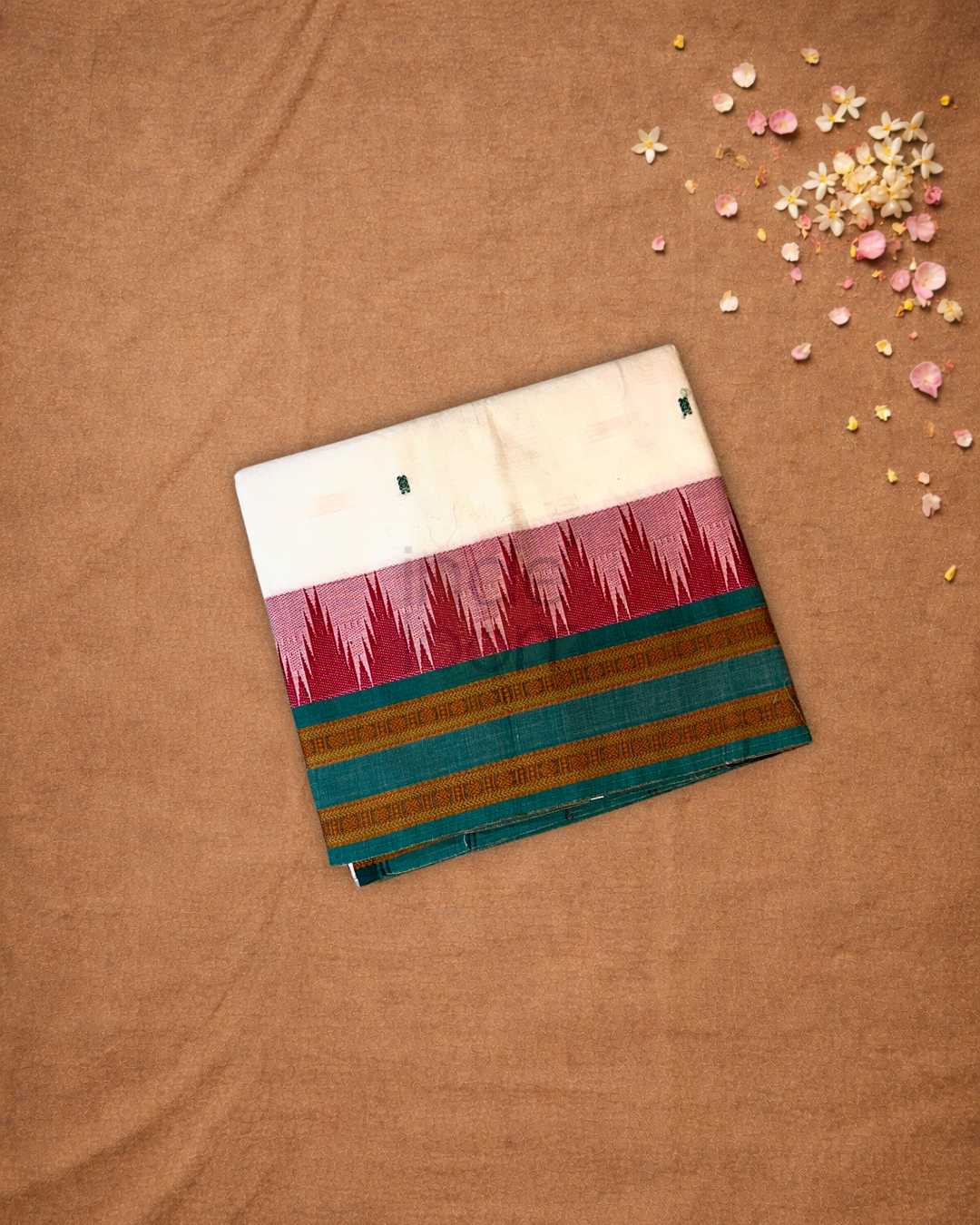 Chettinad  Cottton Saree With Cotton White