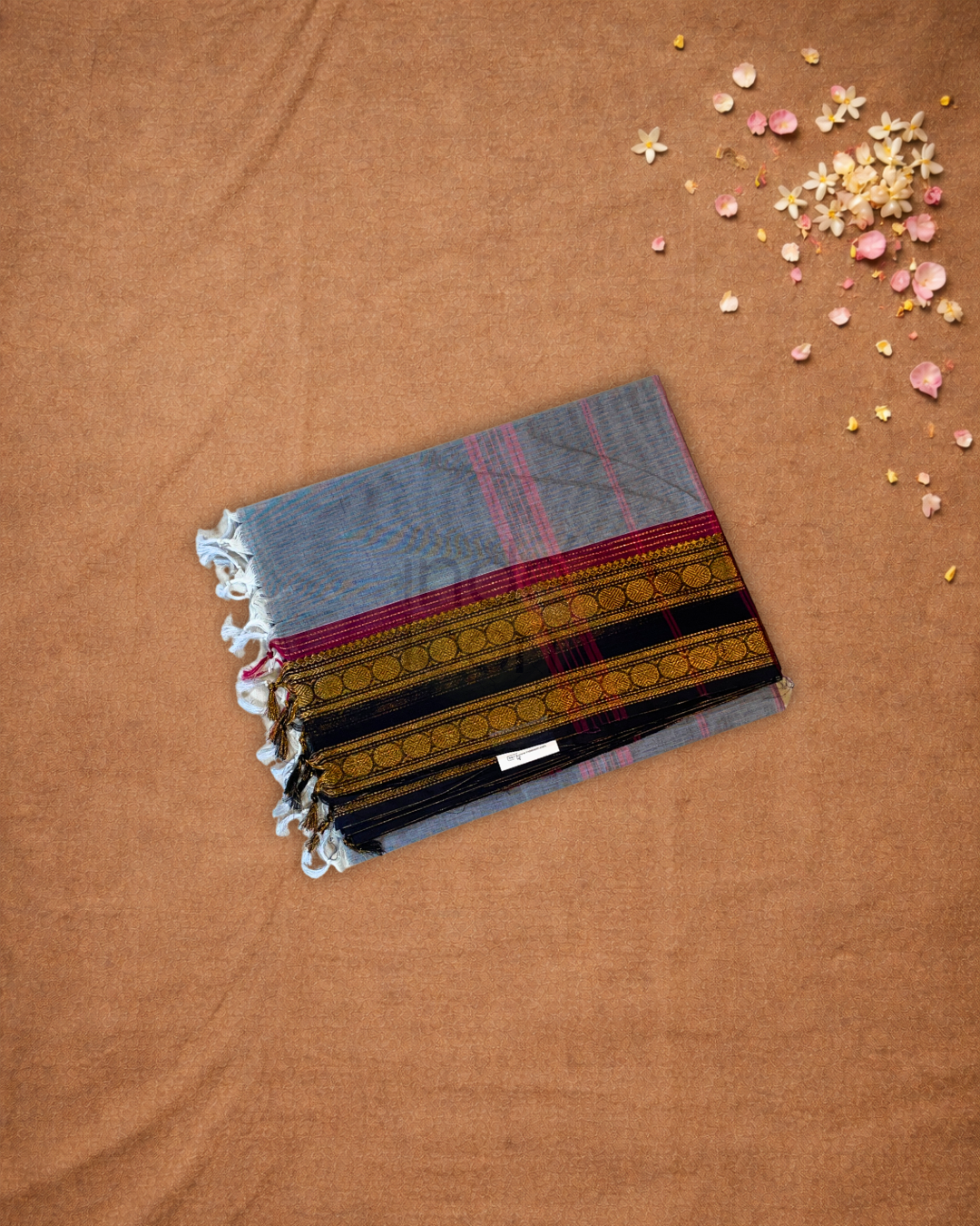 Chettinad Cottton Saree With Silver Gray