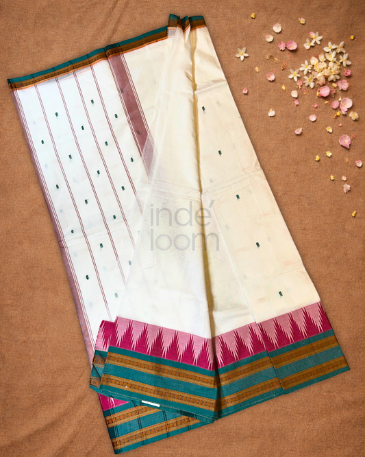 Chettinad cotton Saree  |  white