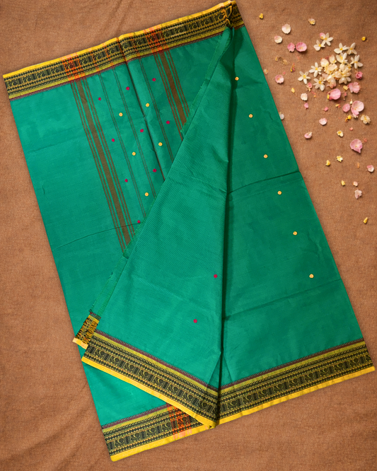 Chettinad cotton Saree  |  pine green