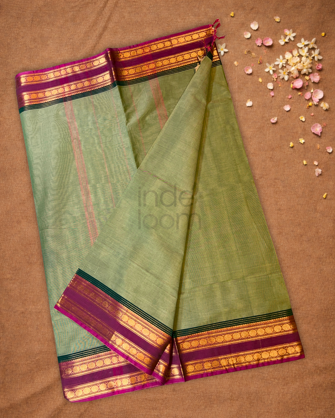 Chettinad Cottton Saree With Pastel Green