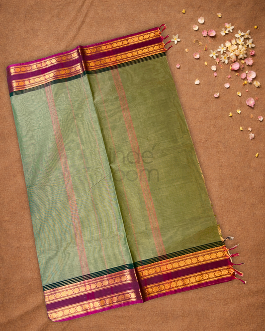 Chettinad cotton Saree  |  Sage Green