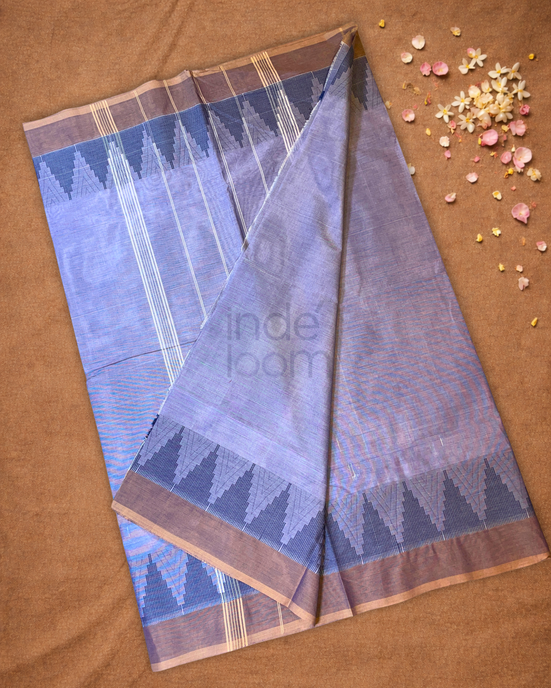 Chettinad Cottton Saree With Powder Blue