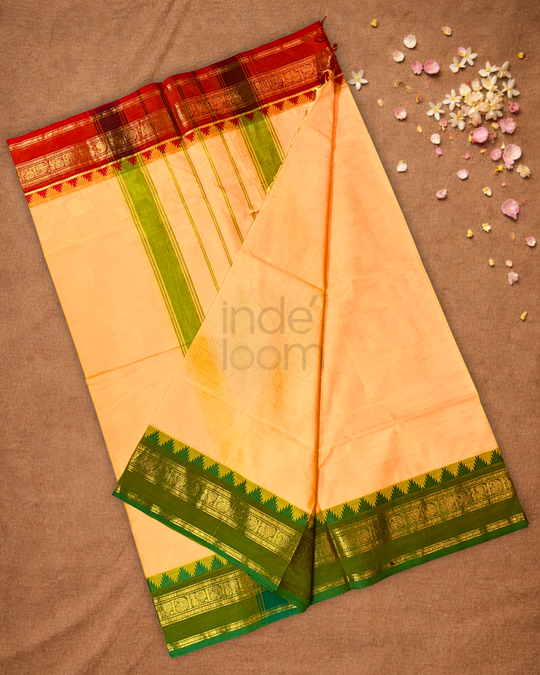 Chettinad Cottton Saree With Light Orange