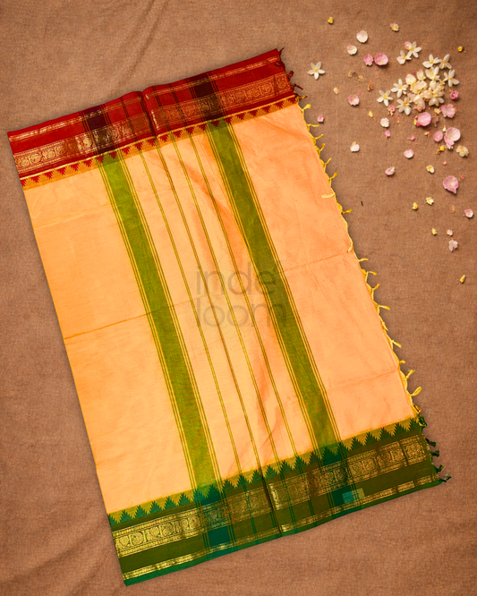 Chettinad Cottton Saree With Light Orange