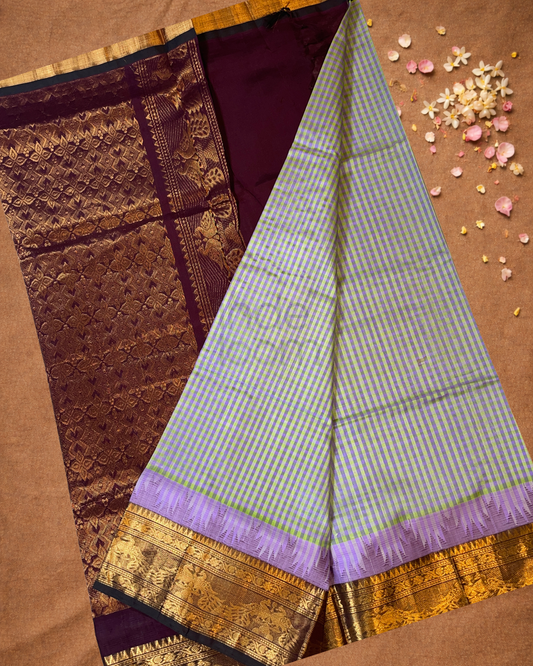 Pure Handloom Korvai Saree | Pale Gray