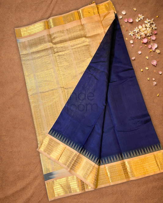 Handloom Korvai Silk Cotton Saree  |  Sapphire Blue