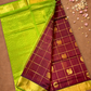 Handloom Korvai Silk Cotton Saree  |  Burgundy Red