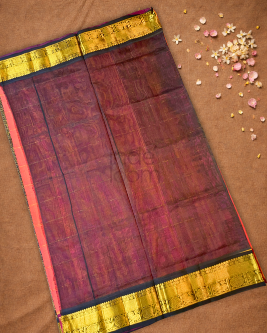 Handloom Korvai Silk Cotton Saree  |  Watermelon Pink