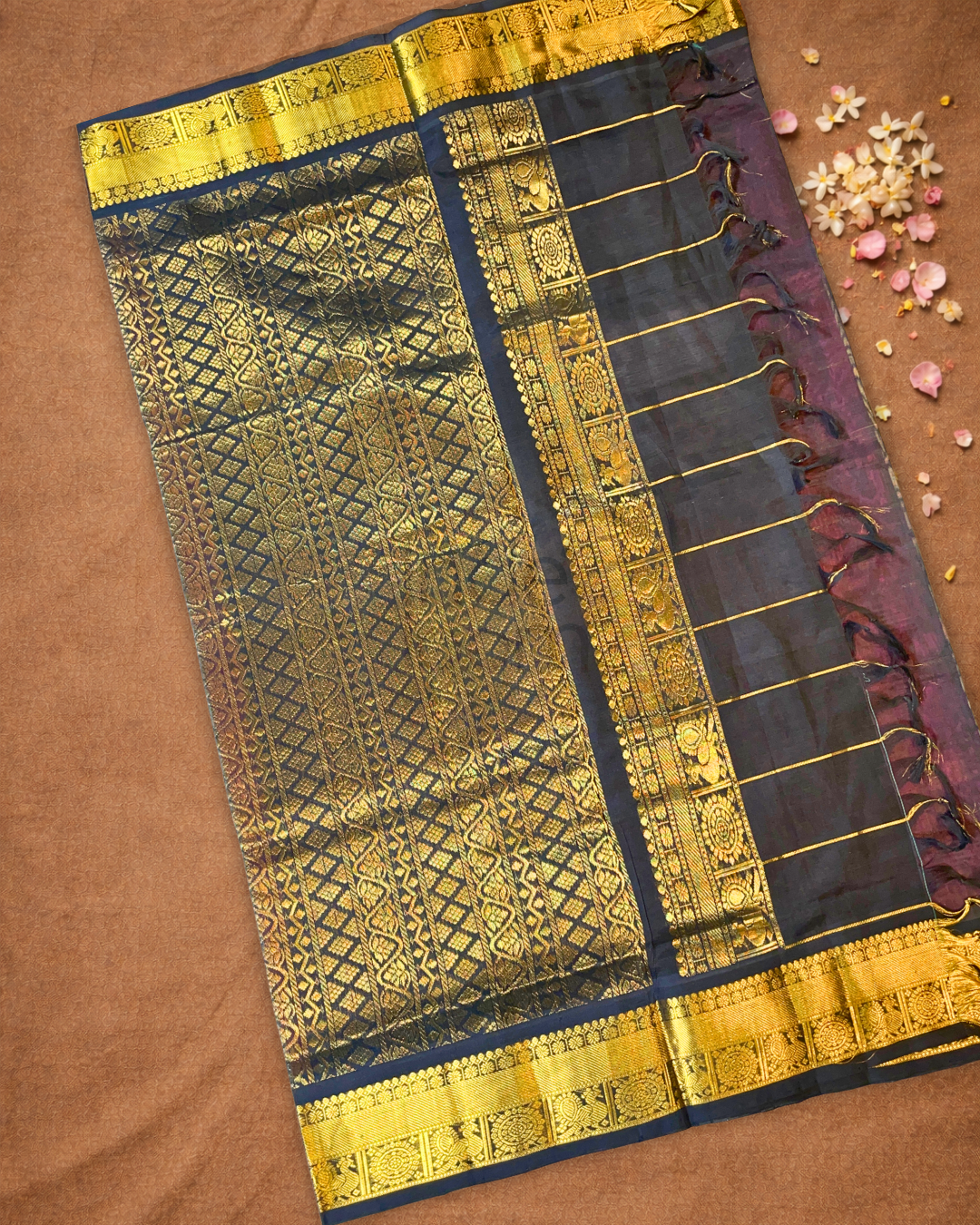 Pure Handloom Korvai Saree | Salmon Pink
