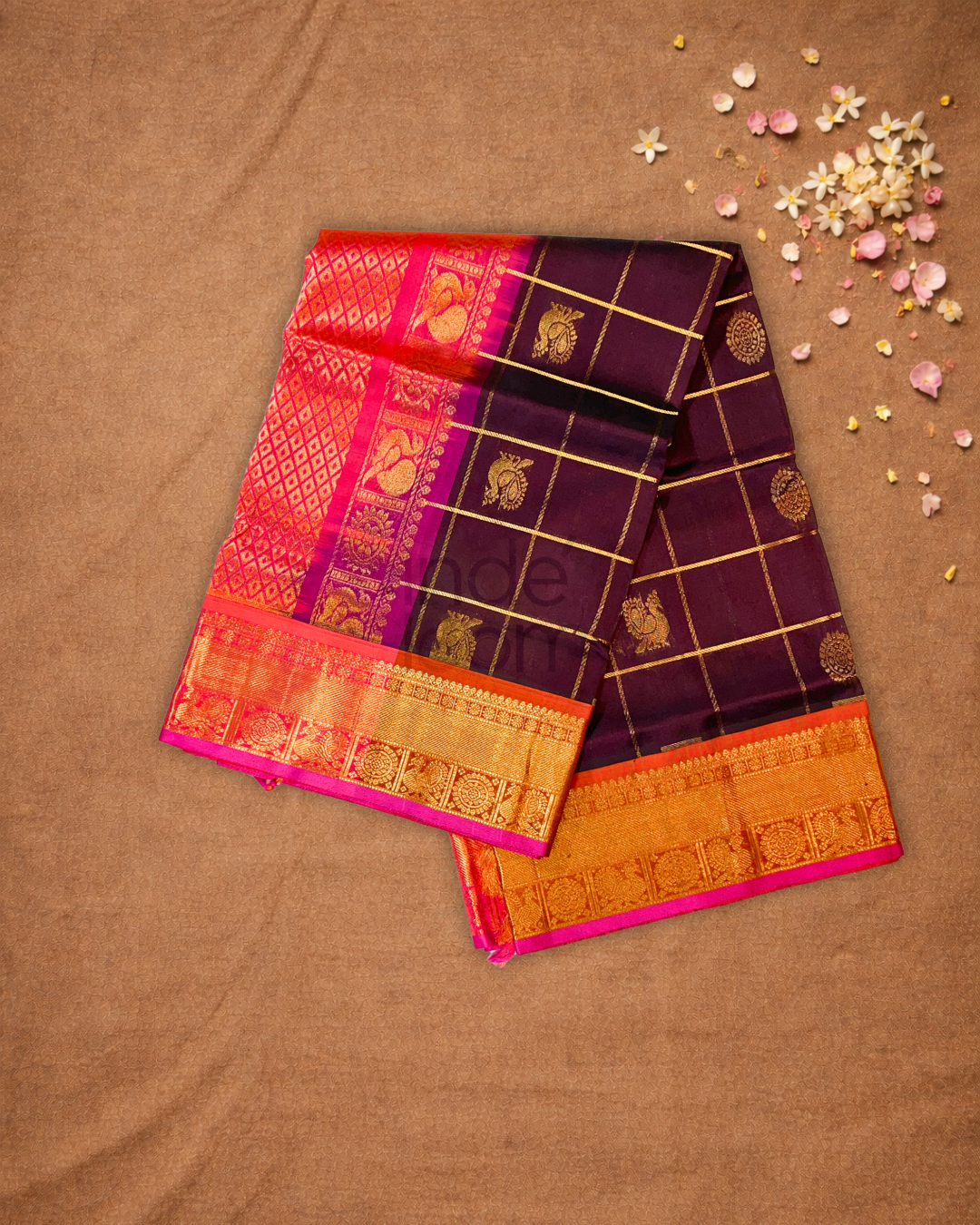 Handloom Korvai Silk Cotton Saree  |  Maroon Red